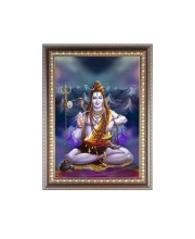 Lord Shiva Photo Frame - 10x14 Inches, Brown Wooden Frame for Home , Office & Temple Decoration