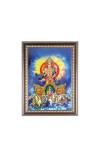 Lord Surya Dev Photo Frame - 10x14 Inches, Brown Wooden Frame for Home , Office & Temple Decoration