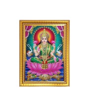 Maa Lakshmi, Maa Saraswati, Lord Shri Ganesh Photo Frame - 10x14 Inches, Brown Wooden Frame for Home , Office & Temple Decoration