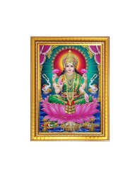 Maa Lakshmi, Maa Saraswati, Lord Shri Ganesh Photo Frame - 10x14 Inches, Brown Wooden Frame for Home , Office & Temple Decoration