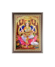 Maa Saraswati Photo Frame - 10x14 Inches, Brown Wooden Frame for Home , Office & Temple Decoration