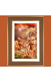 Sri krishna and Arjuna Photo Frame  10x14 Inches-Brown Wooden Frame for Home , Office & Temple Decoration and Gifting