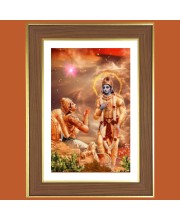 Sri krishna and Arjuna Photo Frame  10x14 Inches-Brown Wooden Frame for Home , Office & Temple Decoration and Gifting