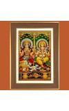 Goddess Lakshmi and Ganesha Photo Frame  10x14 Inches-Brown Wooden Frame for Home , Office & Temple Decoration and Gifting