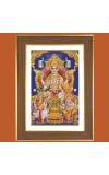 Lakshmi and Saraswathi and  Ganesha Photo Frame  10x14 Inches-Brown Wooden Frame for Home , Office & Temple Decoration and Gifting