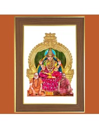 Sringeri Sri Sharadamba Photo Frame  10x14 Inches-Brown Wooden Frame for Home , Office & Temple Decoration and Gifting