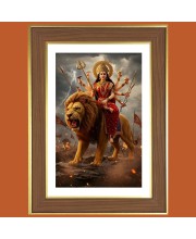 Maa Durga Photo Frame  10x14 Inches-Brown Wooden Frame for Home , Office & Temple Decoration and Gifting