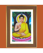 Calmness Buddha  Photo Frame  10x14 Inches-Brown Wooden Frame for Home , Office & Temple Decoration and Gifting