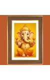Lord Vinayaka Photo Frame  10x14 Inches-Brown Wooden Frame for Home , Office & Temple Decoration and Gifting