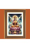 Sri Mahalakshmi Devi Photo Frame  10x14 Inches-Brown Wooden Frame for Home , Office & Temple Decoration and Gifting