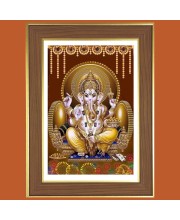 Lord Ganapathi Photo Frame  10x14 Inches-Brown Wooden Frame for Home , Office & Temple Decoration and Gifting