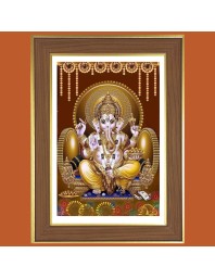 Lord Ganapathi Photo Frame  10x14 Inches-Brown Wooden Frame for Home , Office & Temple Decoration and Gifting
