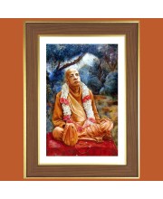 Swami Prabhupada Photo Frame  10x14 Inches-Brown Wooden Frame for Home , Office & Temple Decoration and Gifting