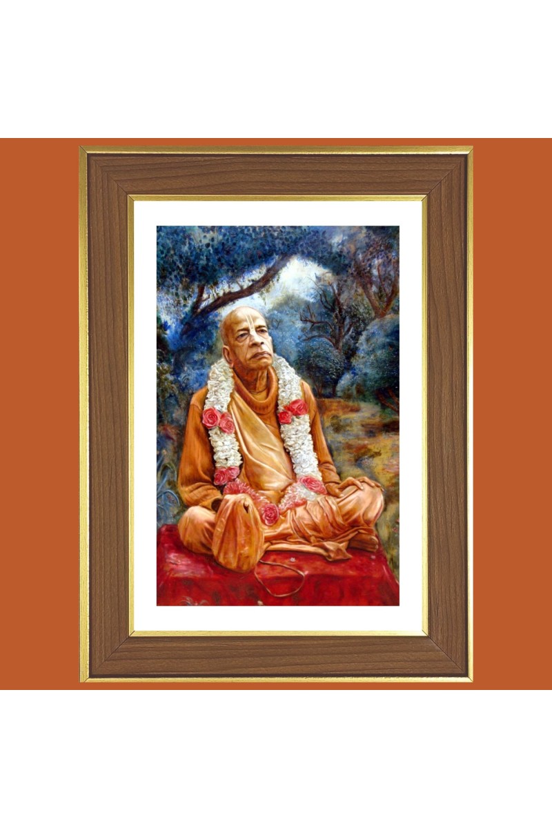 Swami Prabhupada Photo Frame  10x14 Inches-Brown Wooden Frame for Home , Office & Temple Decoration and Gifting