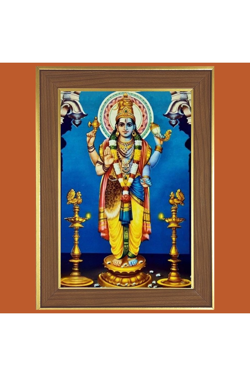 Lord Vishnu Bhagwan Photo Frame  10x14 Inches-Brown Wooden Frame for Home , Office & Temple Decoration and Gifting