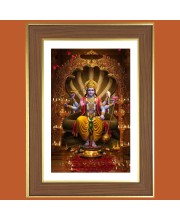 Lord Vishnu Photo Frame  10x14 Inches-Brown Wooden Frame for Home , Office & Temple Decoration and Gifting
