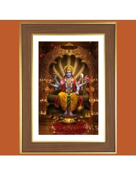 Lord Vishnu Photo Frame  10x14 Inches-Brown Wooden Frame for Home , Office & Temple Decoration and Gifting