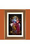 Lord krishna and Radha Photo Frame  10x14 Inches-Brown Wooden Frame for Home , Office & Temple Decoration and Gifting