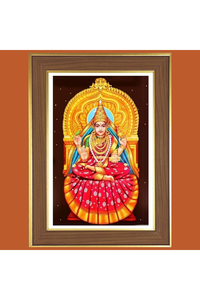 Sringeri Sri Sharadamba Maa Photo Frame  10x14 Inches-Brown Wooden Frame for Home , Office & Temple Decoration and Gifting
