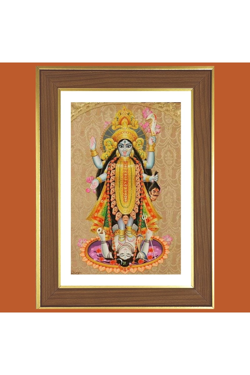 KALIKA MAA Photo Frame  10x14 Inches-Brown Wooden Frame for Home , Office & Temple Decoration and Gifting