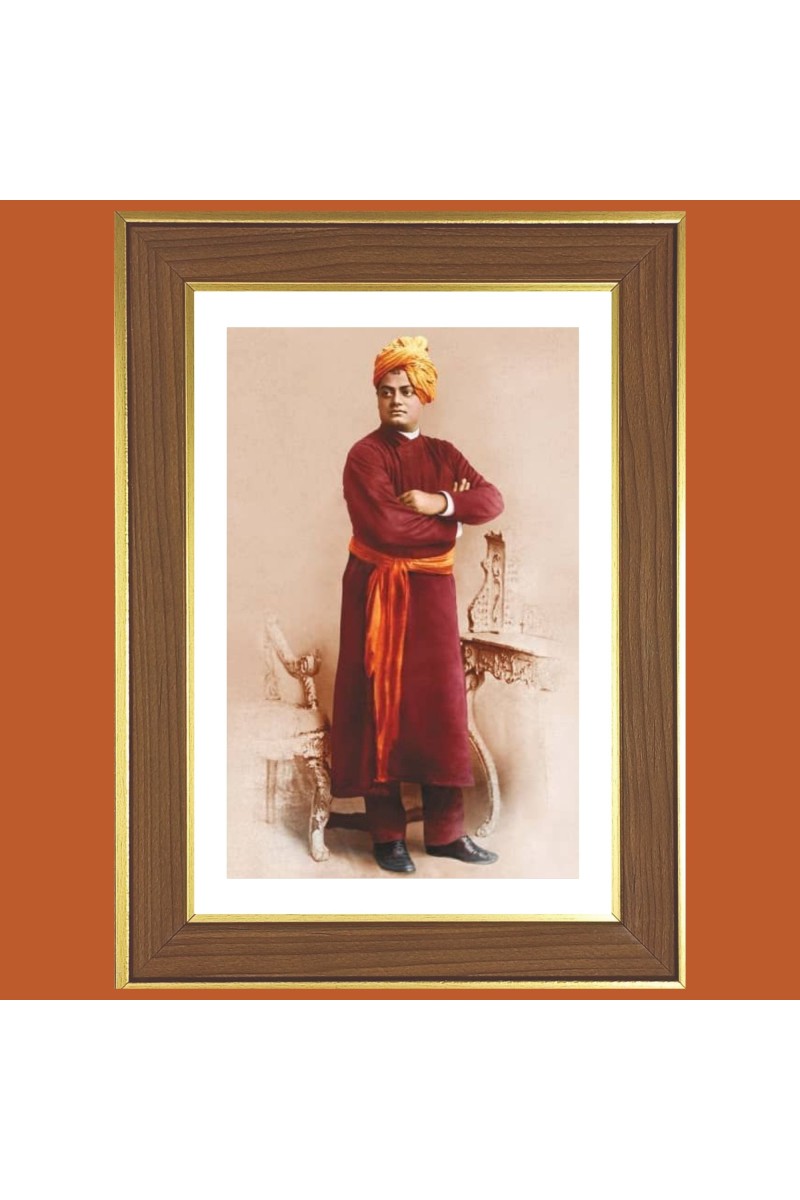 Vivekananda Photo Frame  10x14 Inches-Brown Wooden Frame for Home , Office & Temple Decoration and Gifting