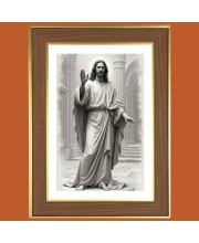 Jesus Christ Photo Frame  10x14 Inches-Brown Wooden Frame for Home , Office & Temple Decoration and Gifting