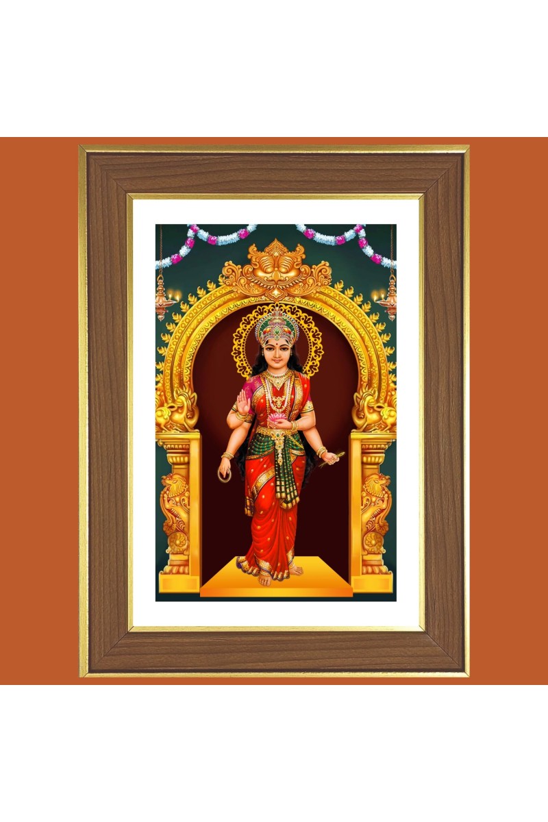Devi Kanyakumari Photo Frame  10x14 Inches-Brown Wooden Frame for Home , Office & Temple Decoration and Gifting