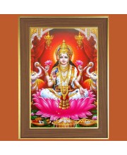 Maa Lakshmi Photo Frame  10x14 Inches-Brown Wooden Frame for Home , Office & Temple Decoration and Gifting