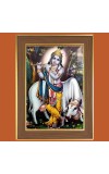 Eternal Krishna Photo Frame  10x14 Inches-Brown Wooden Frame for Home , Office & Temple Decoration and Gifting