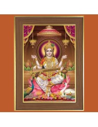 Goddess Saraswati Photo Frame  10x14 Inches-Brown Wooden Frame for Home , Office & Temple Decoration and Gifting