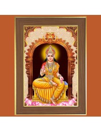 Goddess Lakshmi Photo Frame  10x14 Inches-Brown Wooden Frame for Home , Office & Temple Decoration and Gifting