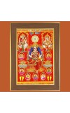 Divine Maa Laxmi with Eight Avatars with Saraswati and Ganesha Photo Frame  10x14 Inches-Brown Wooden Frame for Home , Office & Temple Decoration and Gifting