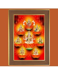 Ashta Laxmi Photo Frame  10x14 Inches-Brown Wooden Frame for Home , Office & Temple Decoration and Gifting