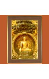 Peaceful Buddha Photo Frame  10x14 Inches-Brown Wooden Frame for Home , Office & Temple Decoration and Gifting