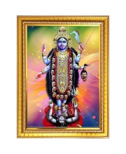 Divine Kali Maa Photo Frame  10x14 Inches-Brown Wooden Frame for Home , Office & Temple Decoration and Gifting
