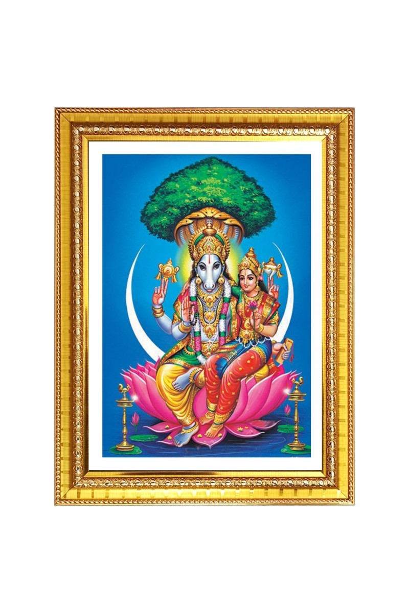 Shri laxmi hayagreeva swamy Photo Frame  10x14 Inches-Brown Wooden Frame for Home , Office & Temple Decoration and Gifting