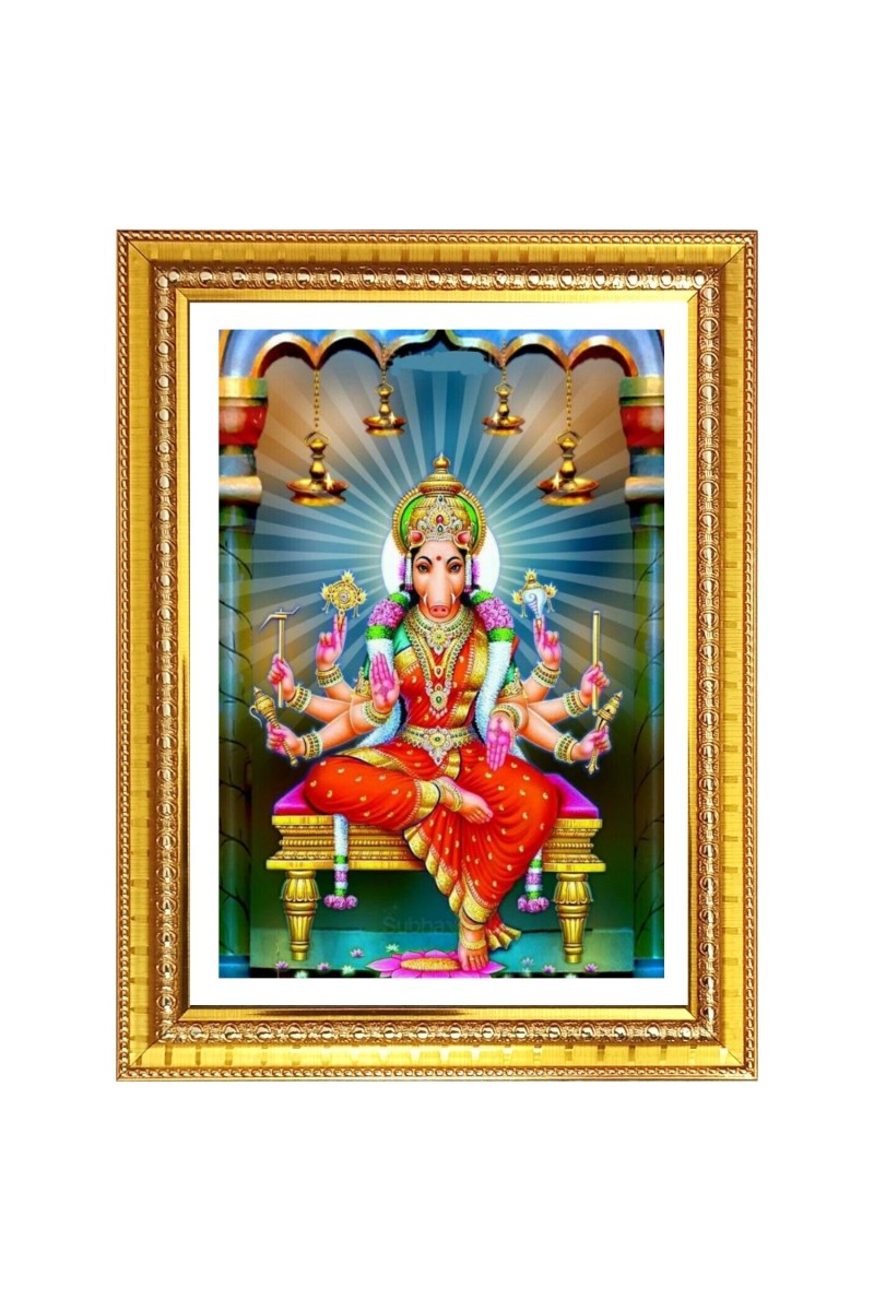 Varahi devi Photo Frame  10x14 Inches-Brown Wooden Frame for Home , Office & Temple Decoration and Gifting