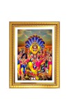 Laxmi narasimha swamy Photo Frame  10x14 Inches-Brown Wooden Frame for Home , Office & Temple Decoration and Gifting