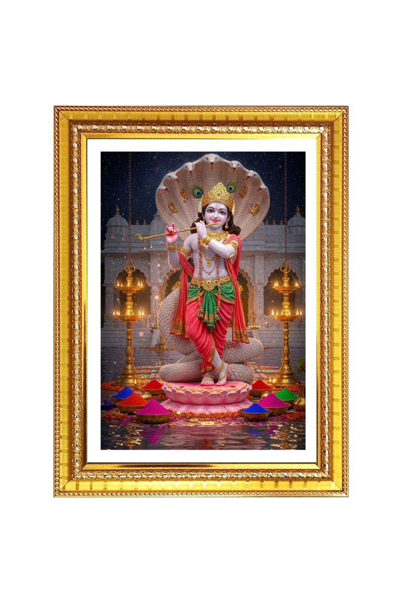 Radhe Krishna  Photo Frame  10x14 Inches-Brown Wooden Frame for Home , Office & Temple Decoration and Gifting