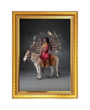 Goddess Mahakaali Photo Frame  10x14 Inches-Brown Wooden Frame for Home , Office & Temple Decoration and Gifting