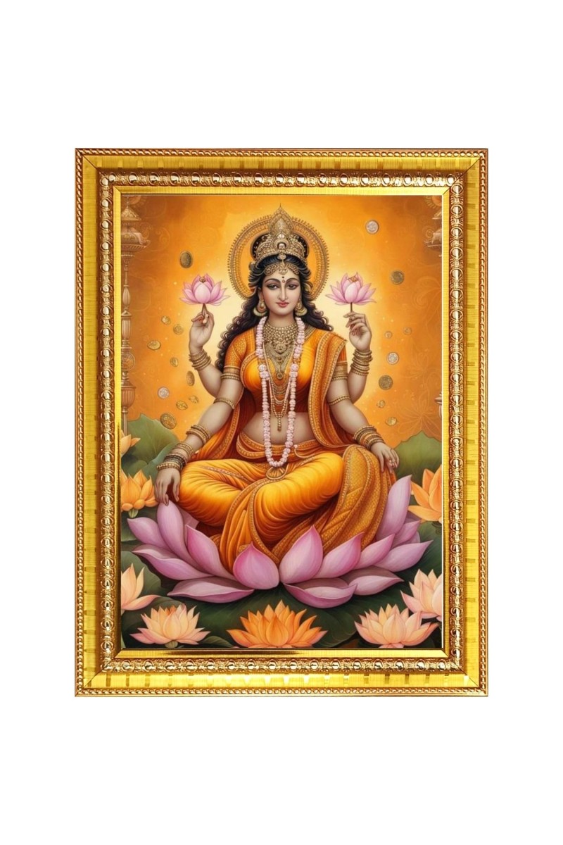 Maa LAKSHMI Photo Frame  10x14 Inches-Brown Wooden Frame for Home , Office & Temple Decoration and Gifting