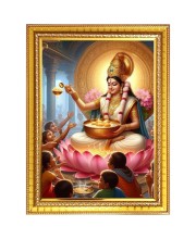 Maa Lakshmi Photo Frame  10x14 Inches-Brown Wooden Frame for Home , Office & Temple Decoration and Gifting