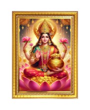 Maa Dhana Lakshmi Photo Frame  10x14 Inches-Brown Wooden Frame for Home , Office & Temple Decoration and Gifting
