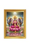 Devi Varalakshmi Photo Frame  10x14 Inches-Brown Wooden Frame for Home , Office & Temple Decoration and Gifting