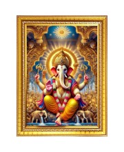 Lord Ganesh Photo Frame  10x14 Inches-Brown Wooden Frame for Home , Office & Temple Decoration and Gifting