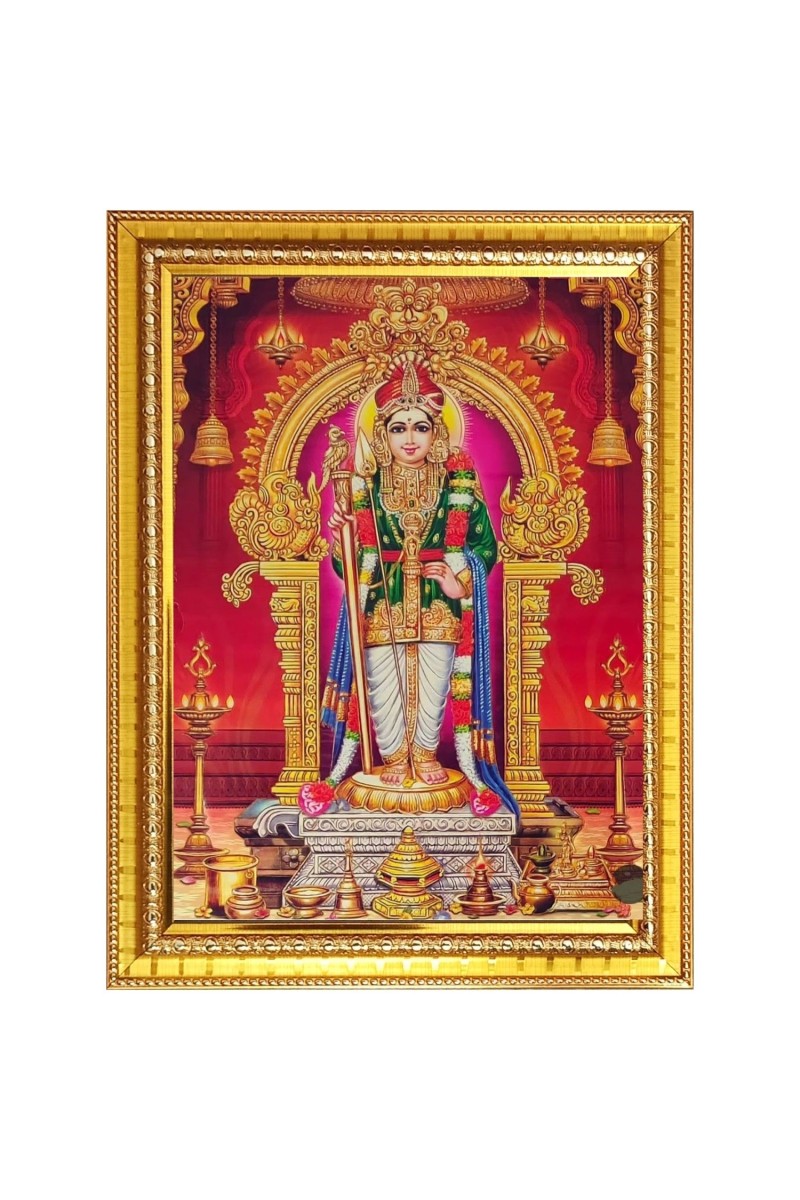 Lord Murugan Photo Frame  10x14 Inches-Brown Wooden Frame for Home , Office & Temple Decoration and Gifting