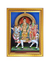 Pradosha Puja Photo Frame  10x14 Inches-Brown Wooden Frame for Home , Office & Temple Decoration and Gifting