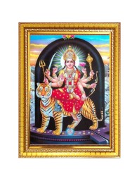 Durga matha Photo Frame  10x14 Inches-Brown Wooden Frame for Home , Office & Temple Decoration and Gifting