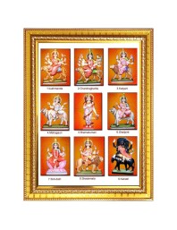 Nav durga Photo Frame  10x14 Inches-Brown Wooden Frame for Home , Office & Temple Decoration and Gifting
