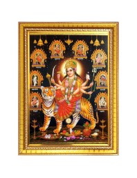 Nav Durga matha Photo Frame  10x14 Inches-Brown Wooden Frame for Home , Office & Temple Decoration and Gifting